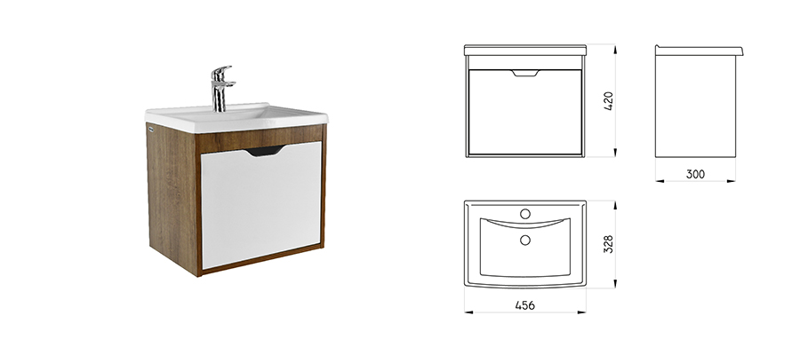 Kit lavatorio de 1 Ag  con mueble de colgar - Traful