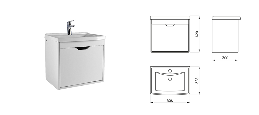 Kit lavatorio de 1 Ag  con mueble de colgar - Traful