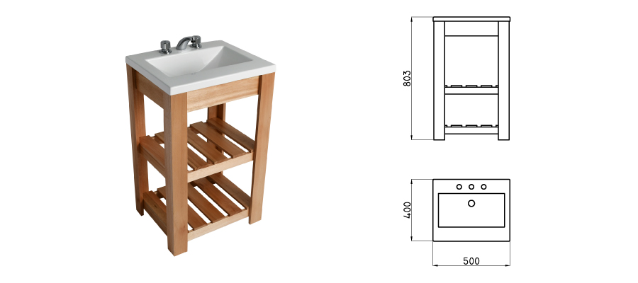 KIT LAVATORIO ACRILICO 3 AG MUEBLE DE PIE - TRAFUL