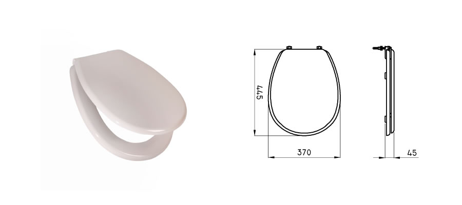 TAPA ASIENTO INODORO PILAR HDF HERRAJE PLASTICO