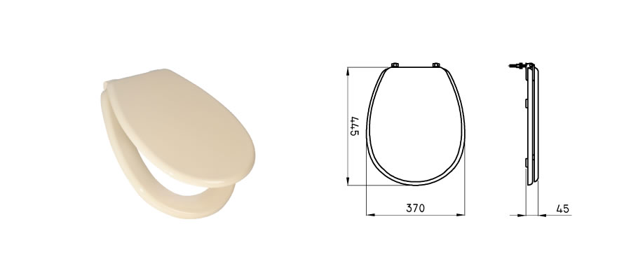 TAPA ASIENTO INODORO PILAR HDF HERRAJE PLASTICO